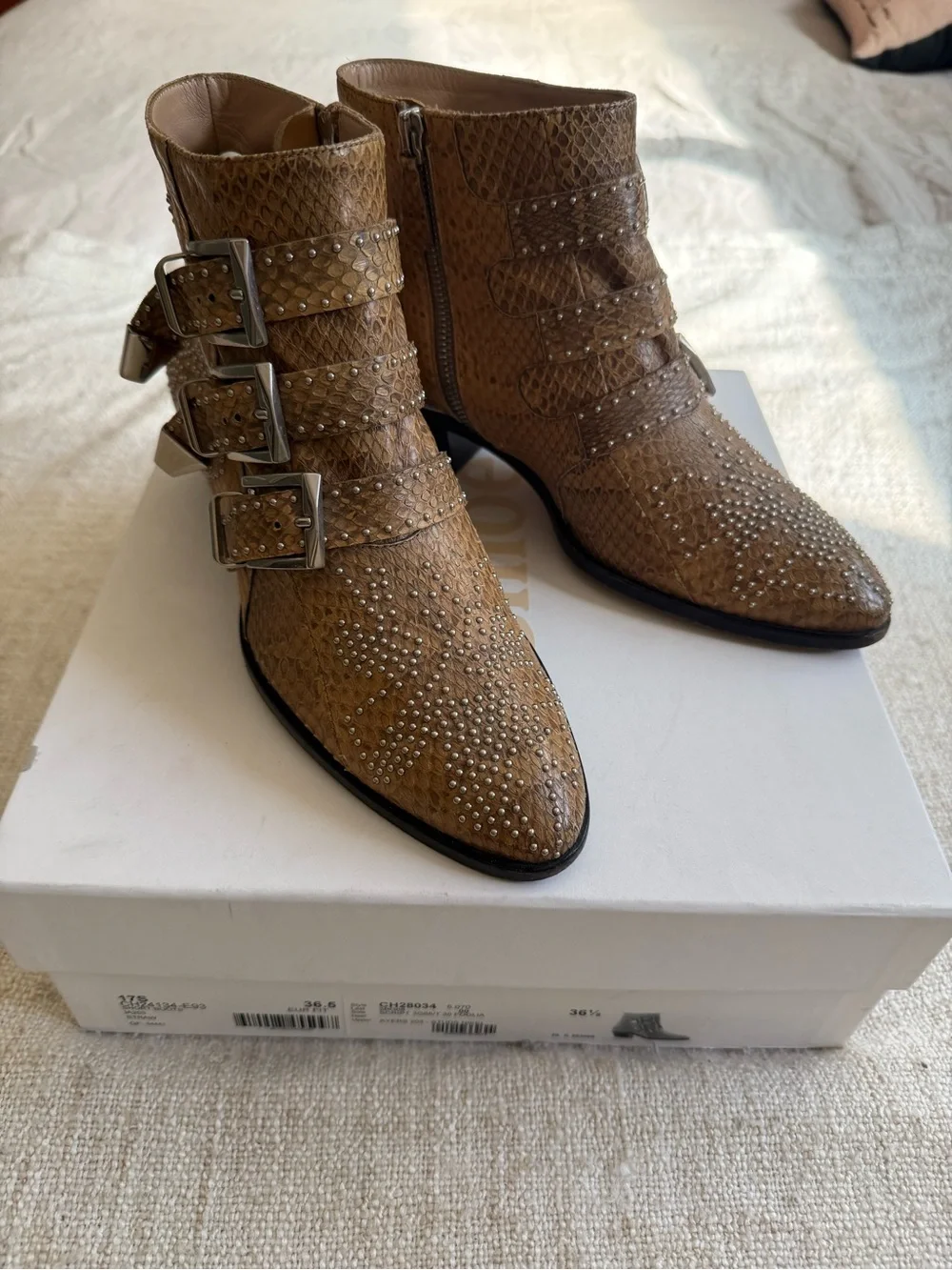 Chloé Susanna in Python  Leather Studded Ankle Boots Sz 7 ⭐️